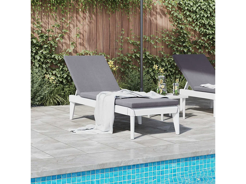 Ligbed met kussen 186x60x29 cm polypropeen wit BE308739