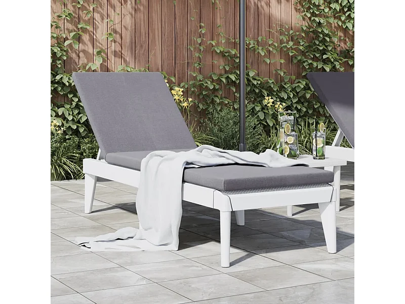 Ligbed met kussen 186x60x29 cm polypropeen wit BE308739