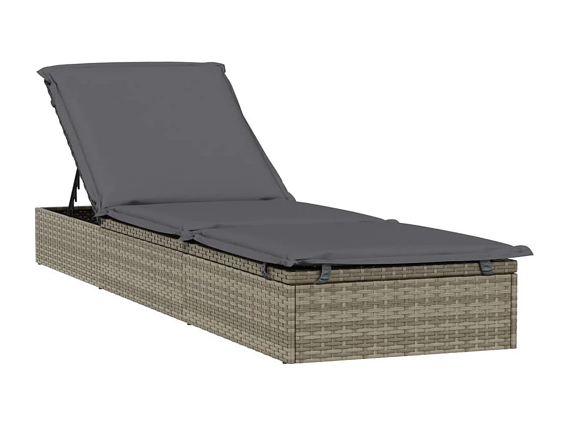 Bain de soleil avec table gris résine tressée REO56520