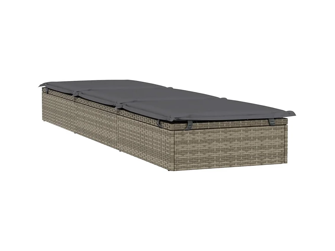 Bain de soleil avec table gris résine tressée REO56520