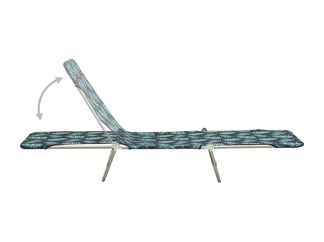 Bains de soleil pliables 2 pcs Acier et tissu Motif de feuilles REO34069