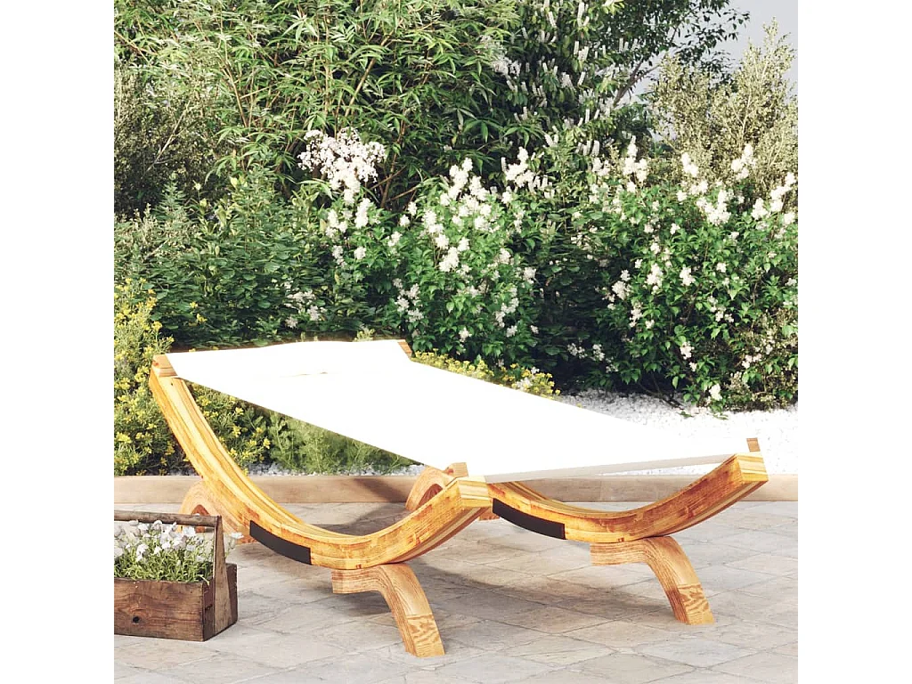Tumbona de madera maciza curvada crema 100x188,5x44 cm ES895418