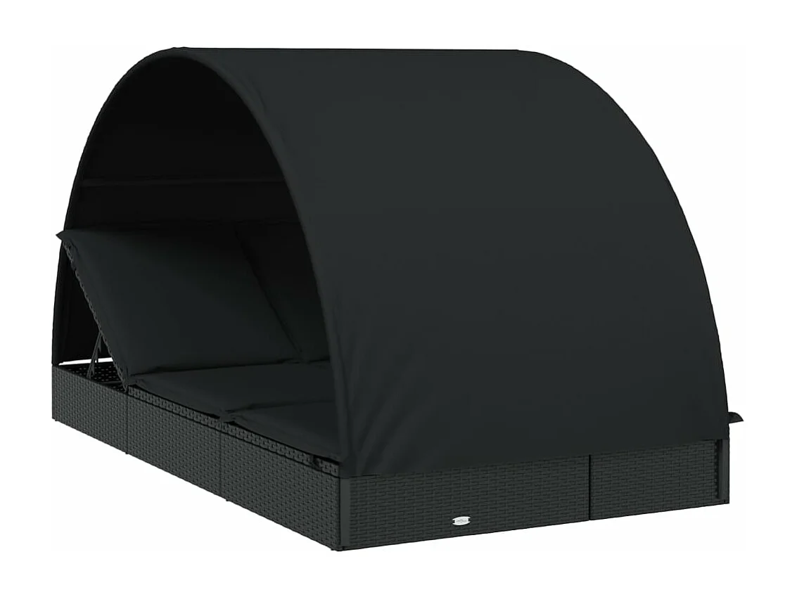 Bain de soleil 2 places avec toit rond noir 211x112x140 cm REO73860