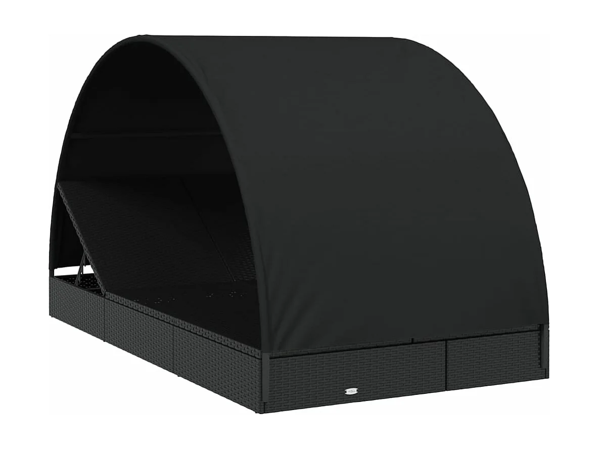 Bain de soleil 2 places avec toit rond noir 211x112x140 cm REO73860