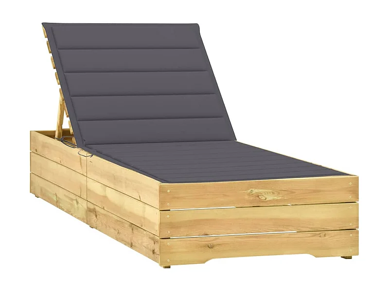 Bain de soleil avec coussin anthracite Bois de pin imprégné REO13162