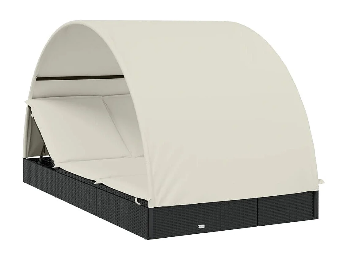 Bain de soleil 2 places avec toit rond noir 211x112x140 cm REO15298