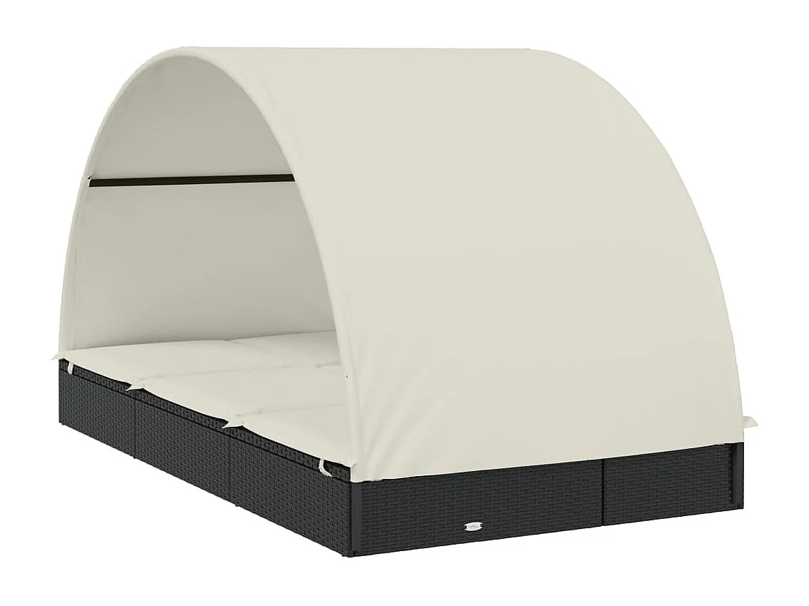 Bain de soleil 2 places avec toit rond noir 211x112x140 cm REO15298