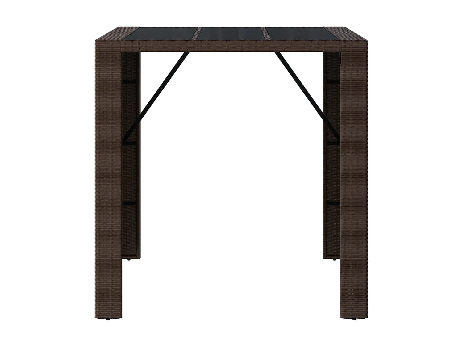 Meuble de bar et dessus en verre marron 105x80x110 cm poly rotin GHR12185