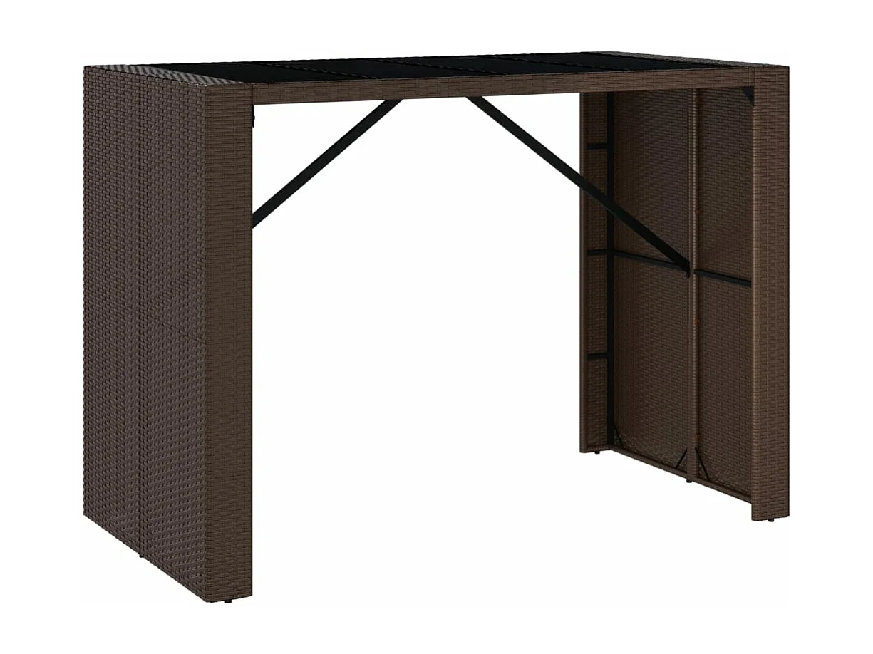 Meuble de bar et dessus en verre marron 145x80x110 cm poly rotin GHR28090