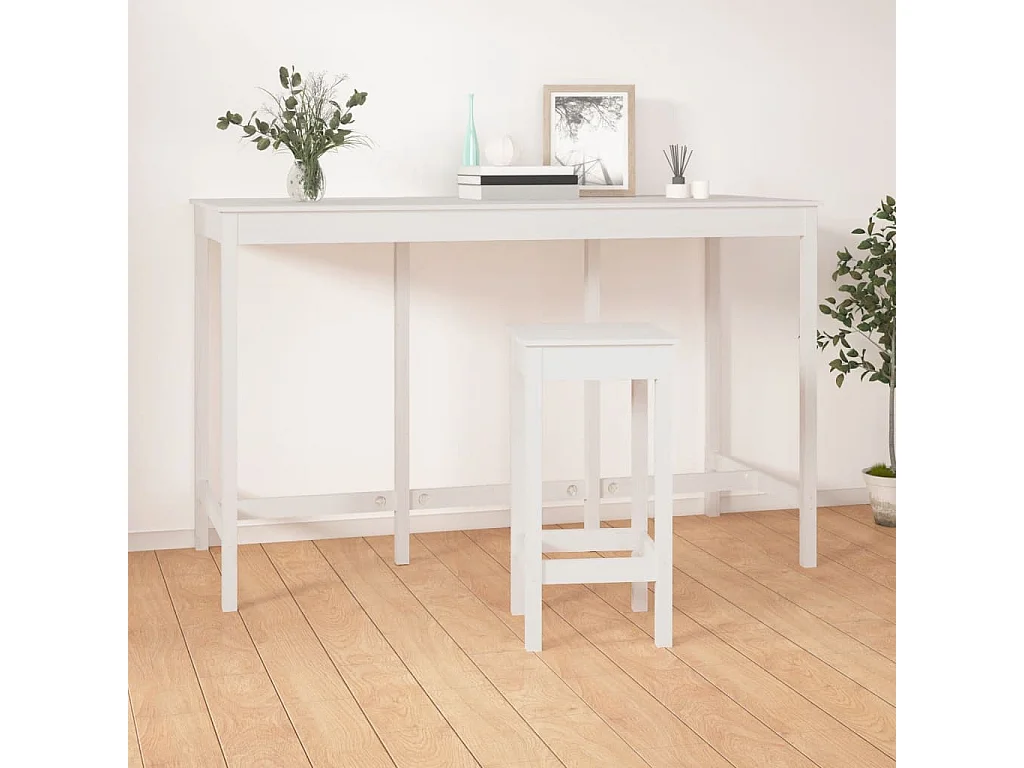 Móvel de bar 180x80x110 cm madeira de pinho maciça branco PT150678