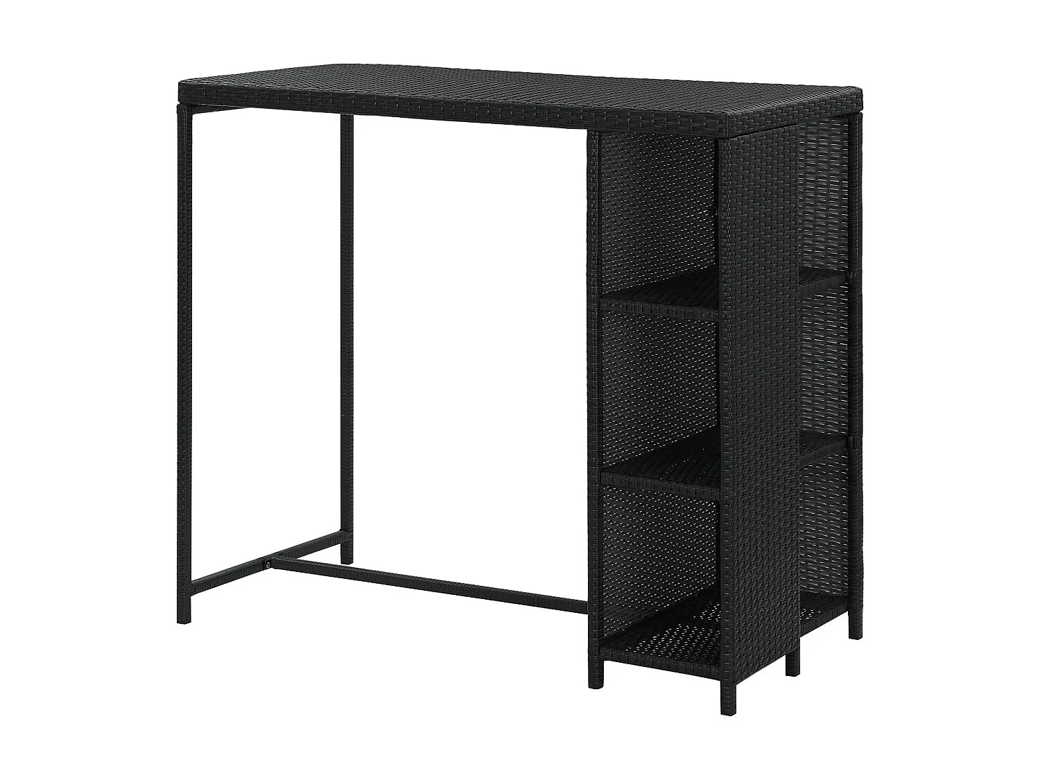 Meuble de bar avec rangement Noir 120x60x110 cm Résine tressée GHR74060
