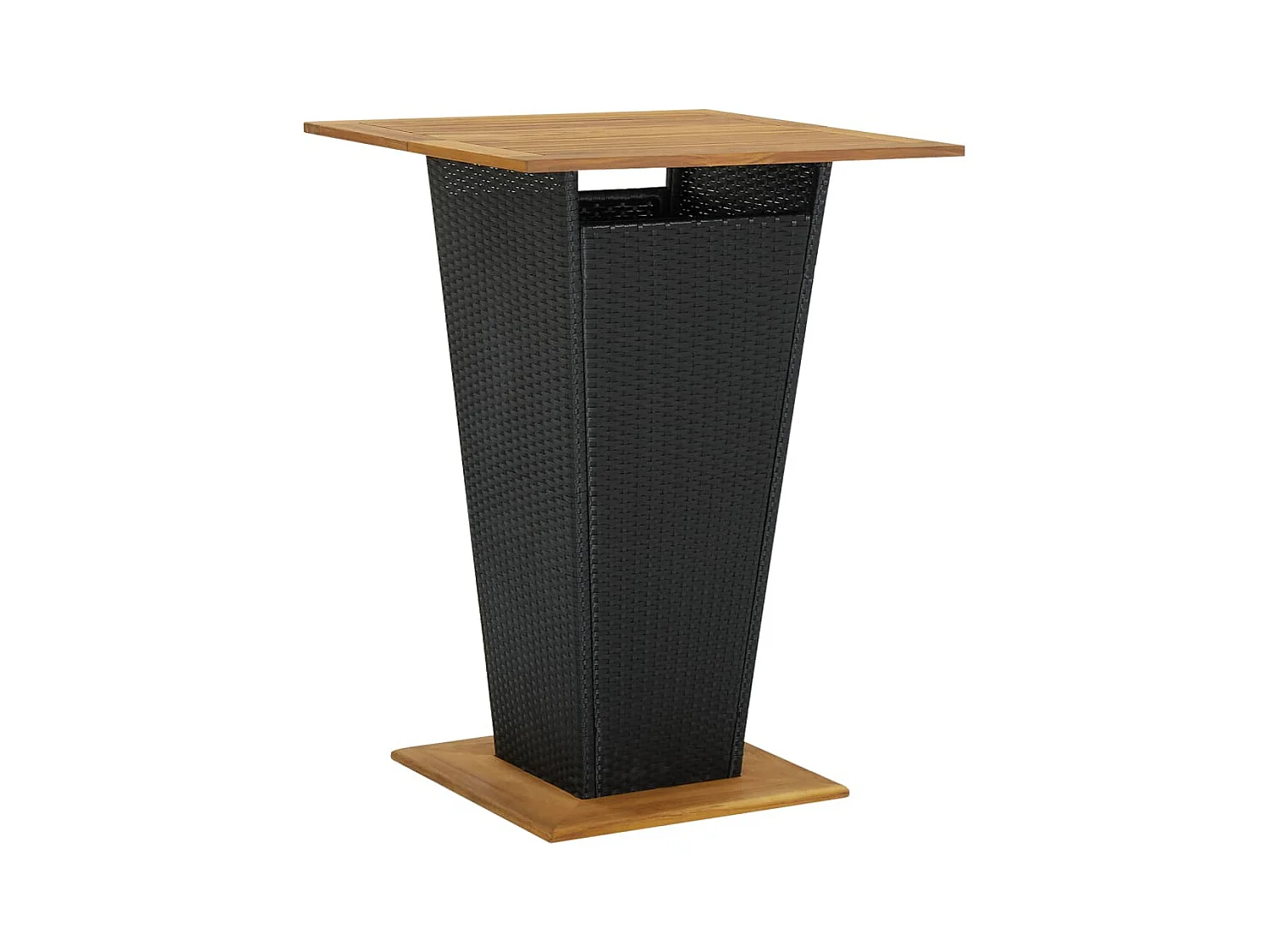 Meuble de bar Noir 80x80x110 cm Résine tressée et bois d'acacia GHR48938