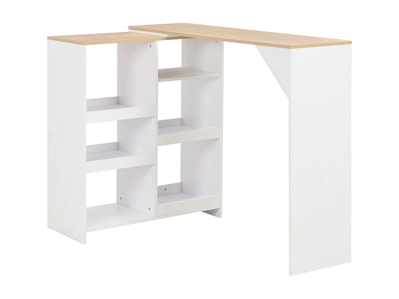 Bartafel met verplaatsbaar schap 138x39x110 cm wit NL885190