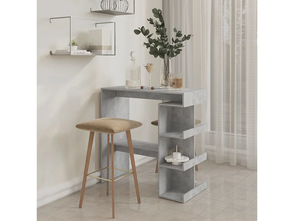 Meuble de bar étagère de rangement Gris béton 100x50x101,5 cm GHR54596