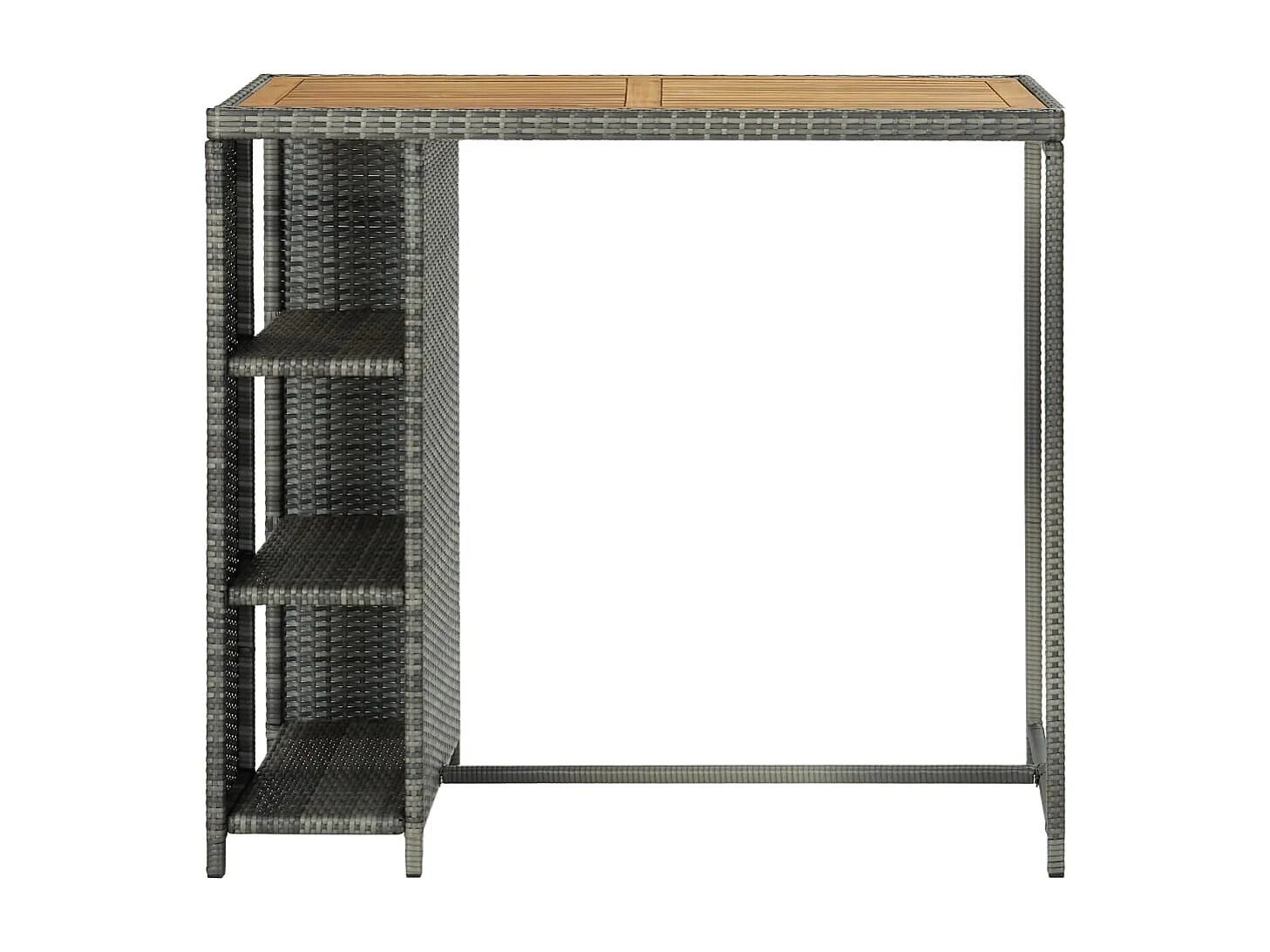 Mesa bar estante almacenaje 120x60x110 cm ratán sintético gris ES450133