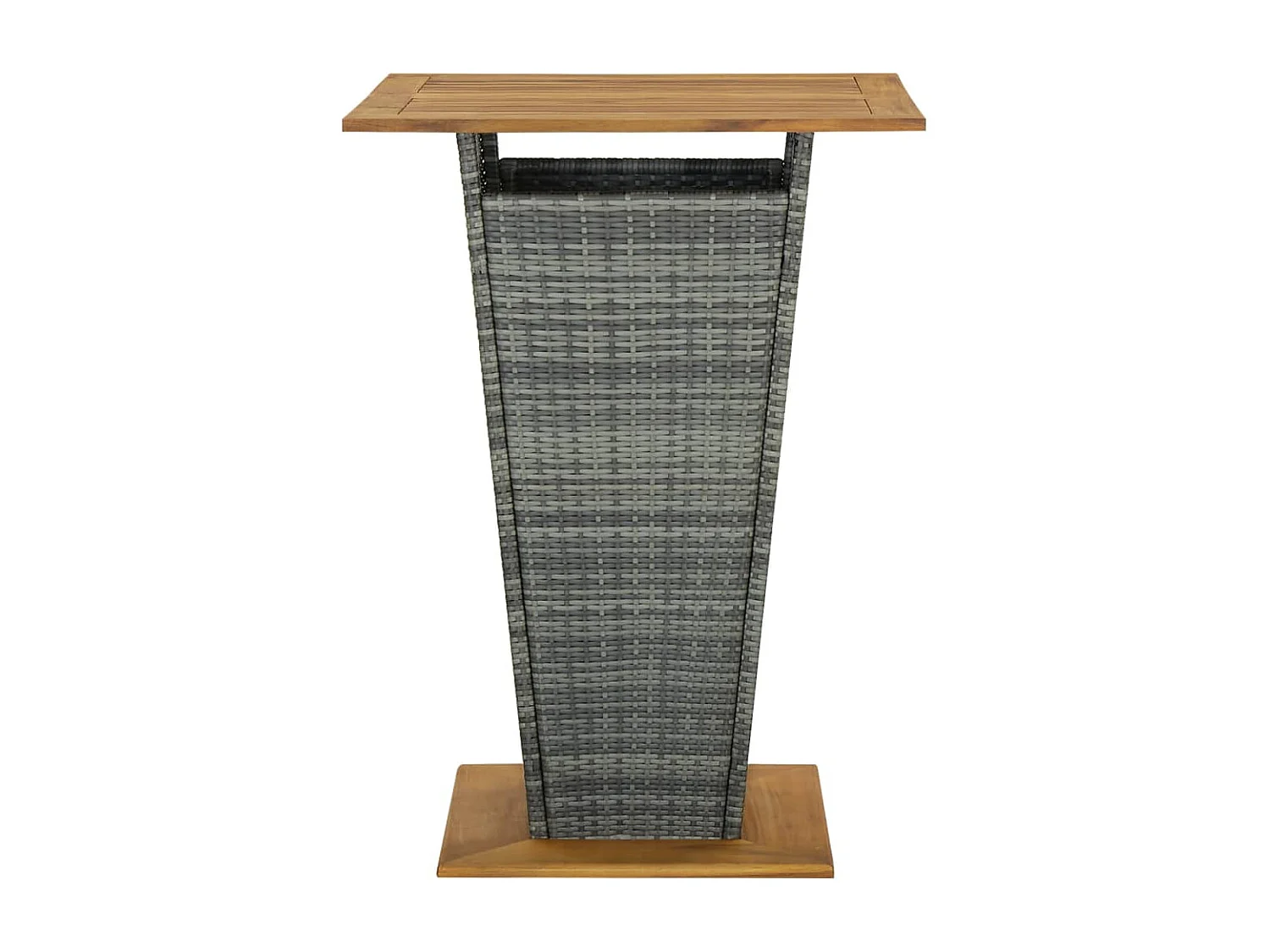 Mesa alta ratán sintético y madera de acacia gris 80x80x110 cm ES892591