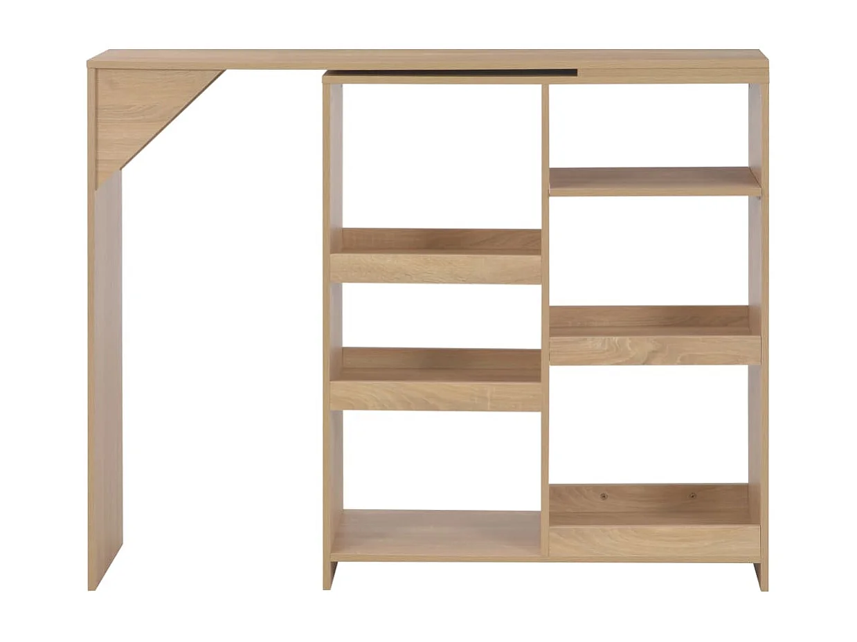 Bartafel met verplaatsbaar schap 138x39x110 cm eikenkleurig NL874433