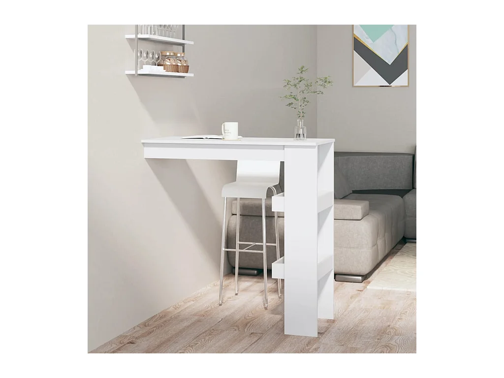 Meuble bar mural Blanc Brillant 102x45x103,5cm Bois d'ingénierie GHR44605
