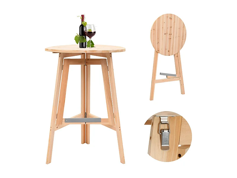 Mesa de bar plegable de madera de abeto 78 cm ES369123