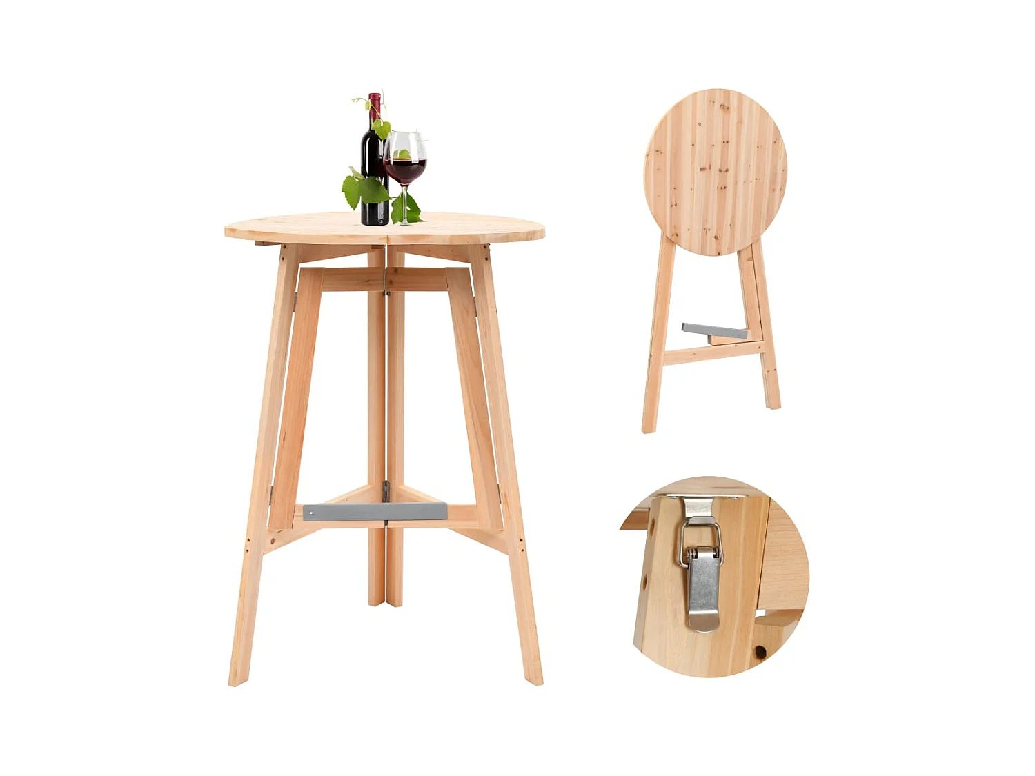 Meuble de bar pliable 78 cm Bois de sapin GHR85143
