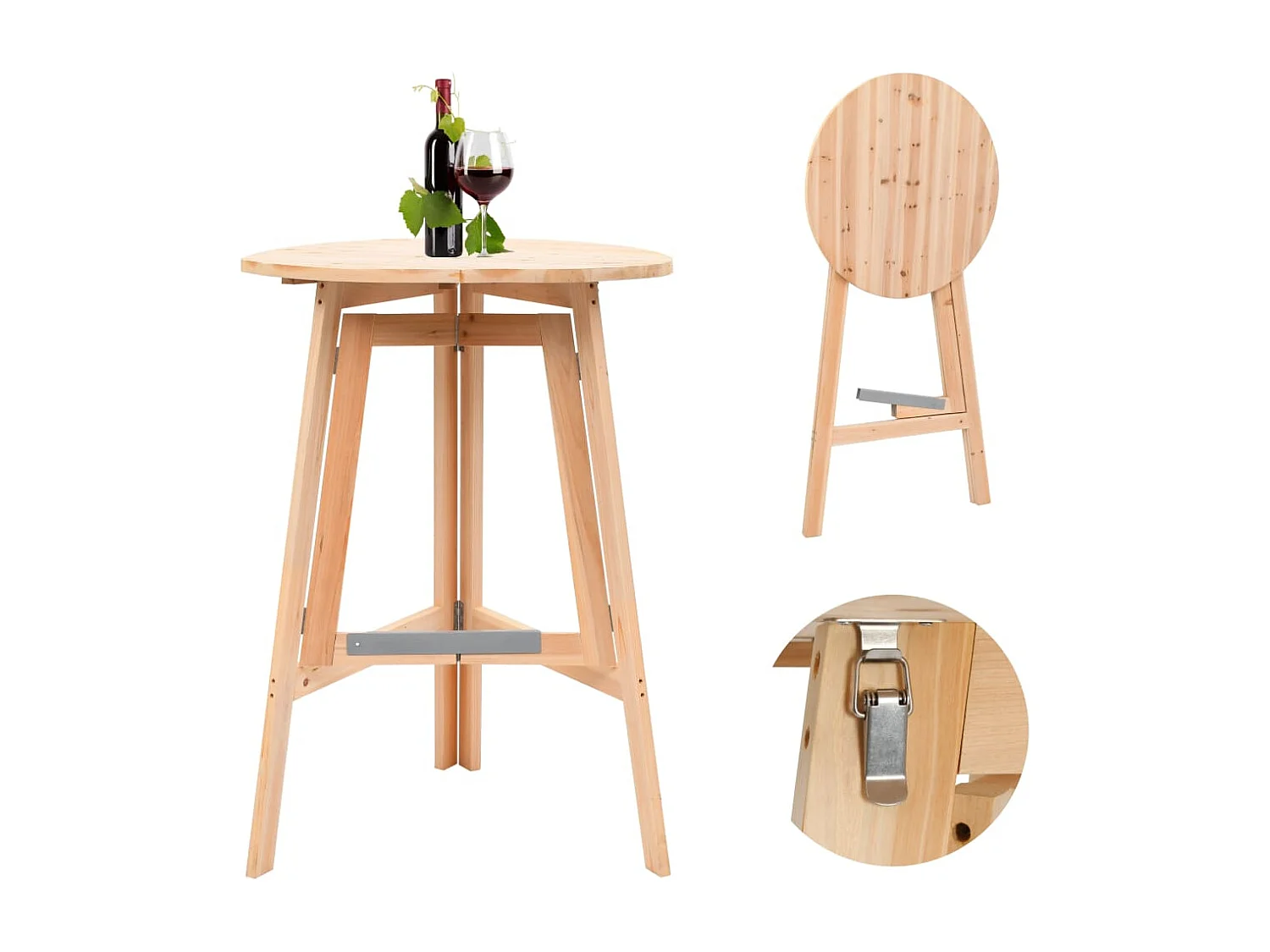 Mesa de bar plegable de madera de abeto 78 cm ES369123