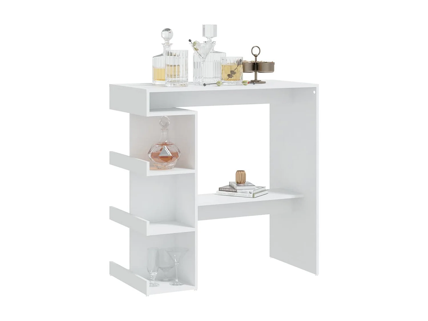 Mesa bar estante almacenaje contrachapada blanco 100x50x101,5cm ES529051