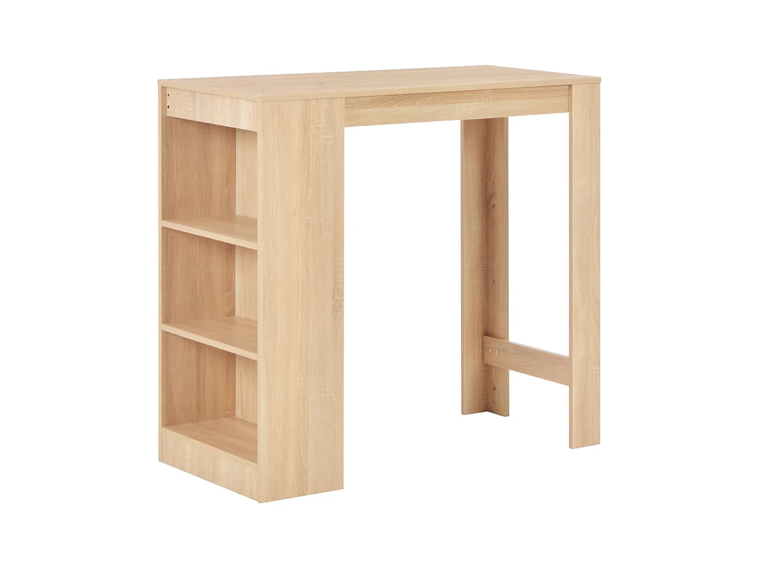 Mesa alta de cocina con estantería color roble 110x50x103 cm ES612620