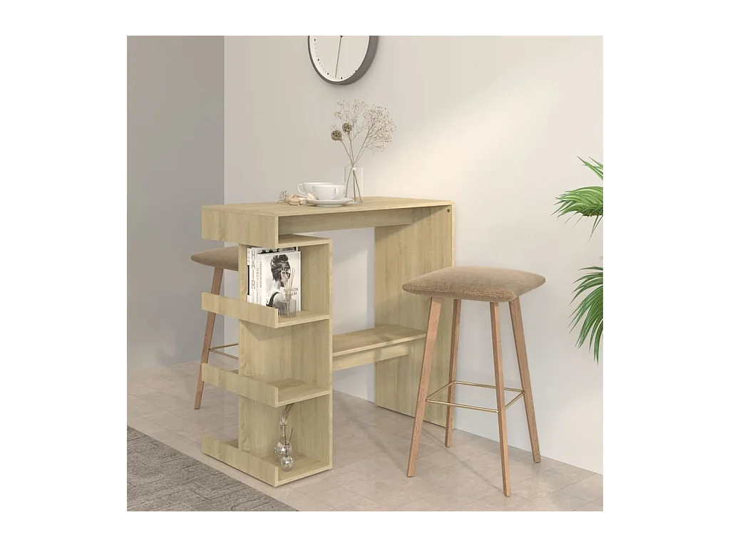 Meuble de bar étagère de rangement Chêne sonoma 100x50x101,5 cm GHR32005