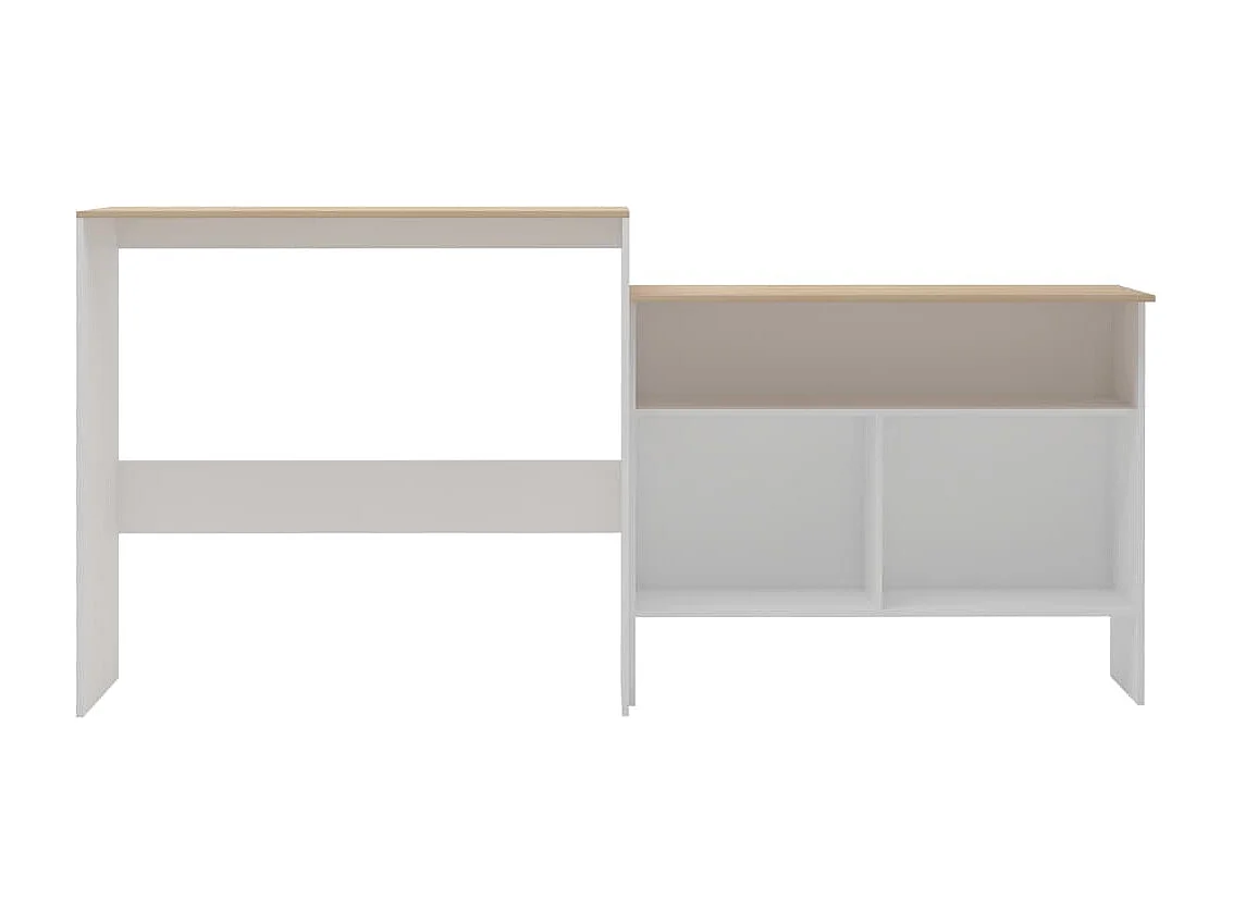 Bartafel met 2 tafelbladen 130x40x120 cm wit en eikenkleurig NL760487