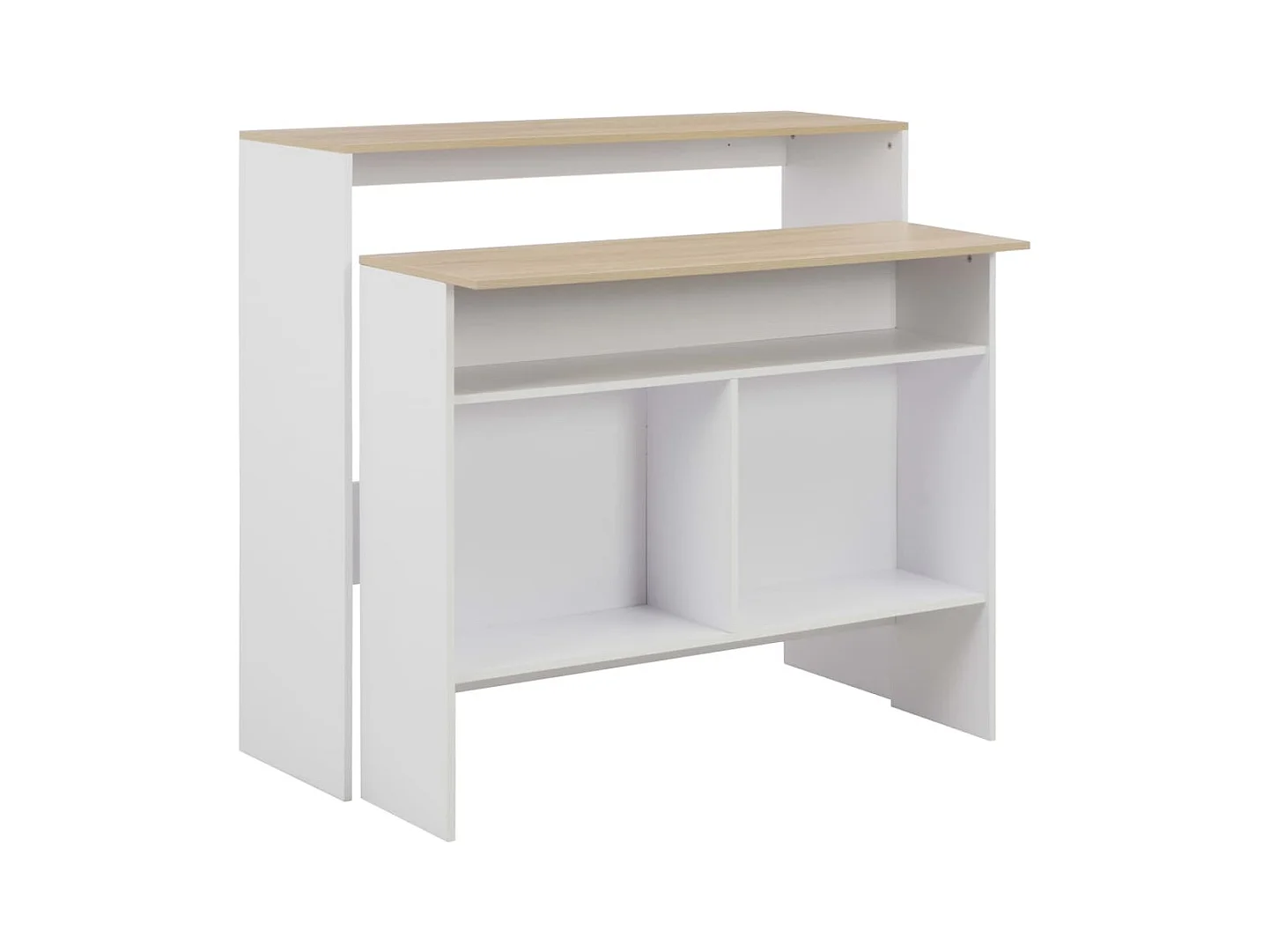 Meuble de bar avec 2 dessus de Meuble Blanc et chêne 130x40x120cm GHR99220