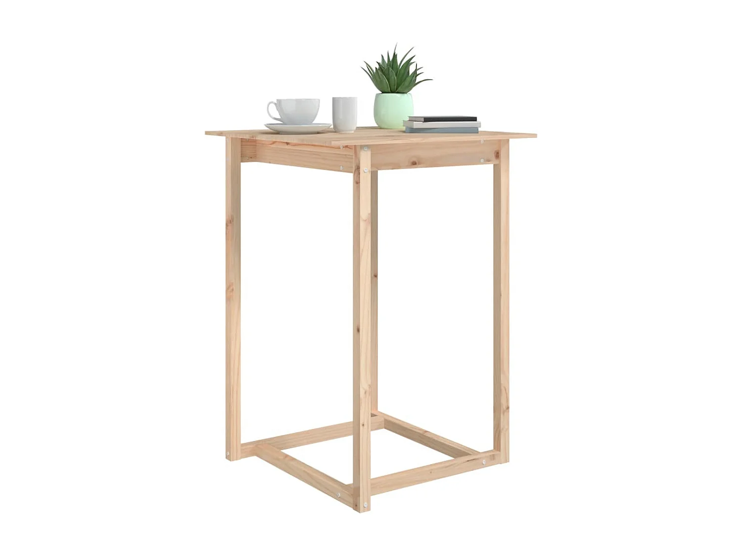 Mesa alta de bar de madera maciza de pino 80x80x110 cm ES808644