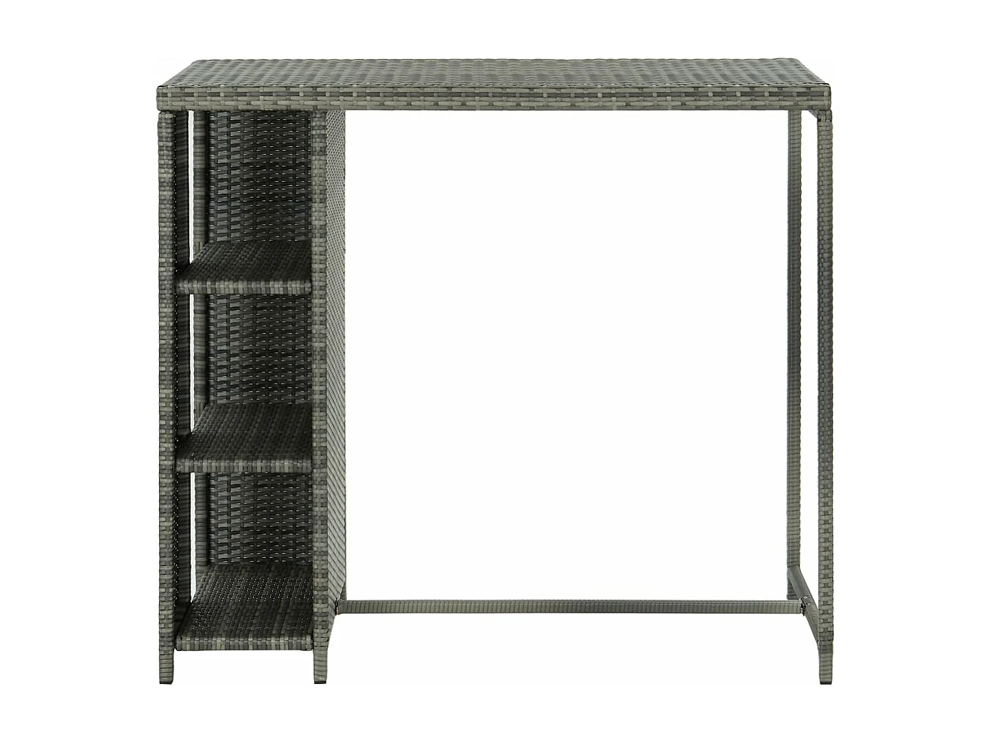 Mesa bar estante almacenaje 120x60x110cm ratán sintético gris ES542331