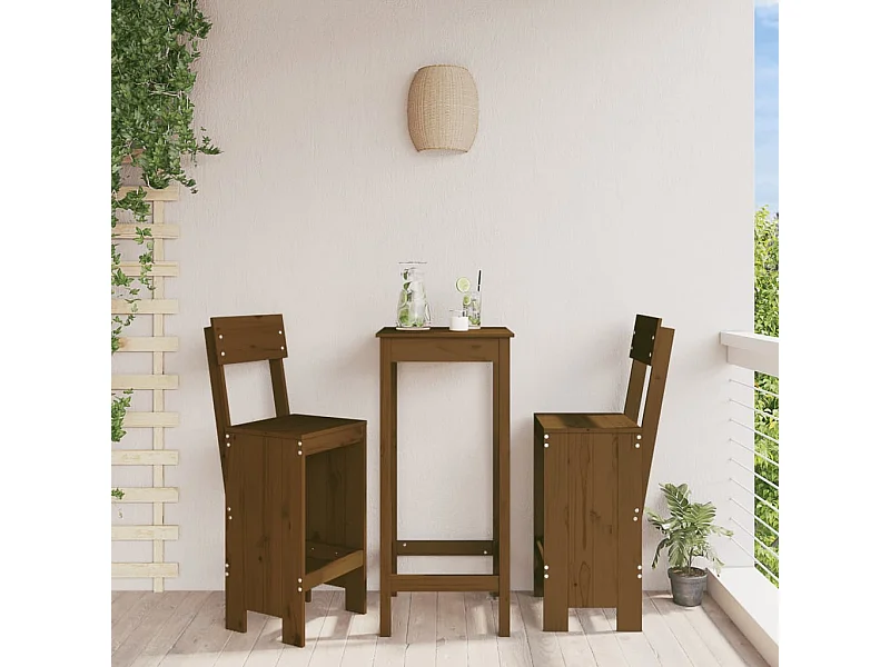 Juego de 2 Taburetes de cocina madera pino marrón 40x48,5x115,5 cm KOW54196