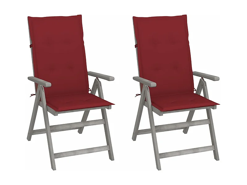 Chaises inclinables de jardin 2 pcs avec coussins Bois d'acacia REO67904