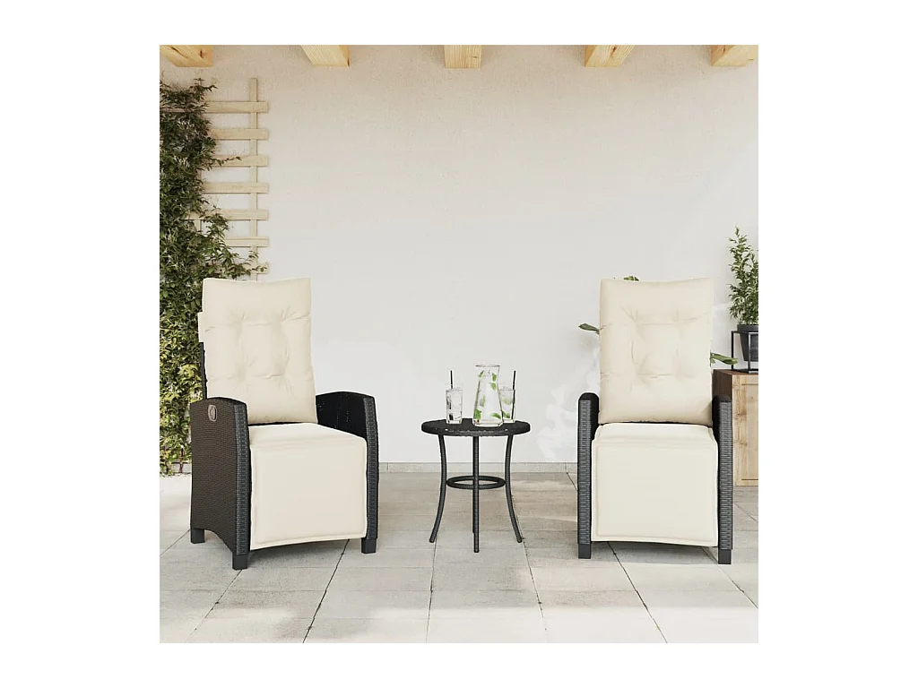 Chaises inclinables de jardin lot de 2 repose-pied noir rotin REO39896