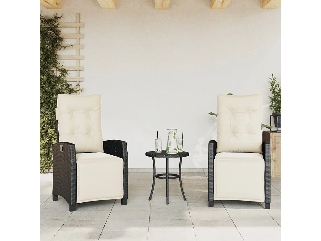 Chaises inclinables de jardin lot de 2 repose-pied noir rotin REO39896