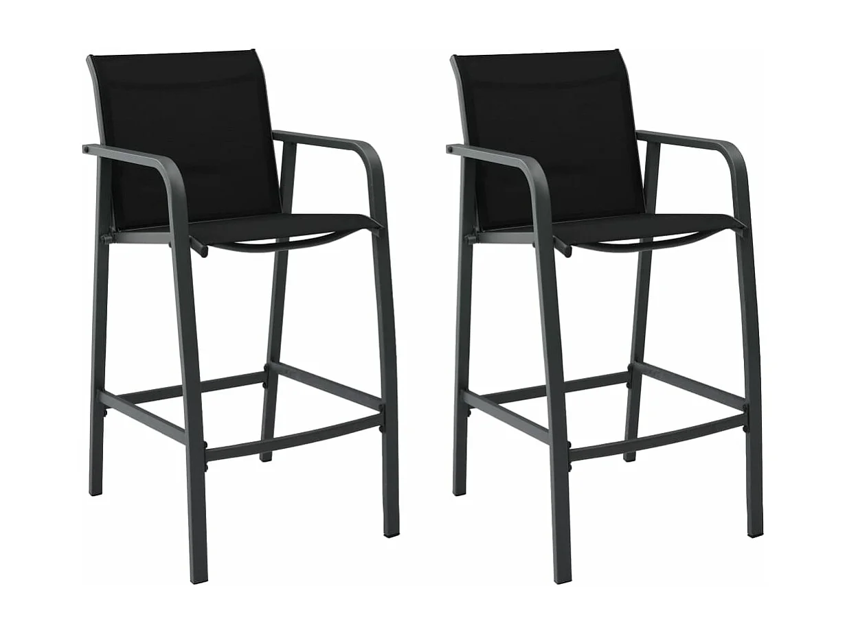 Chaises de bar de jardin 2 pcs Noir Textilène REO94629