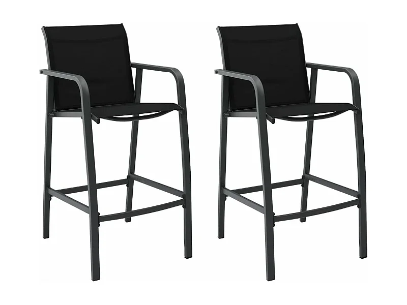 Chaises de bar de jardin 2 pcs Noir Textilène REO94629