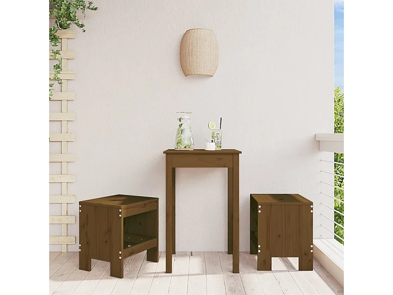 Juego de 2 Taburetes de jardín madera pino marrón miel 40x36x45 cm KOW26981