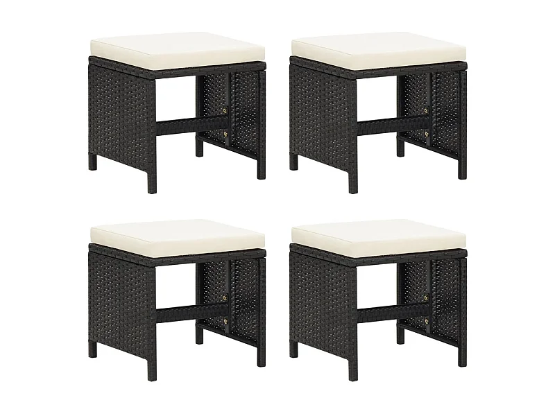 Tuinkrukken 4 st met kussens poly rattan zwart NL60276