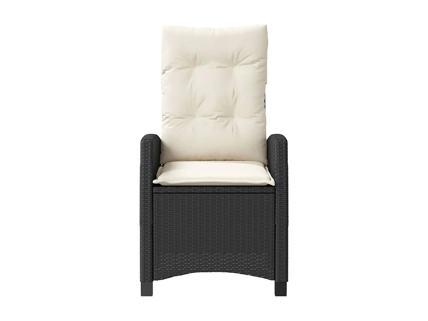 Sillón reclinable de jardín con cojines ratán sintético negro KOW26037