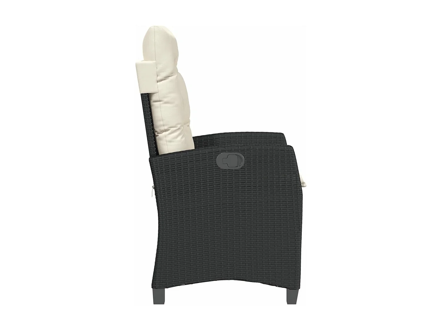 Sillón reclinable de jardín con cojines ratán sintético negro KOW26037