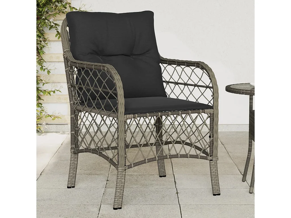 Chaises de jardin avec coussins lot de 2 gris résine tressée REO81578