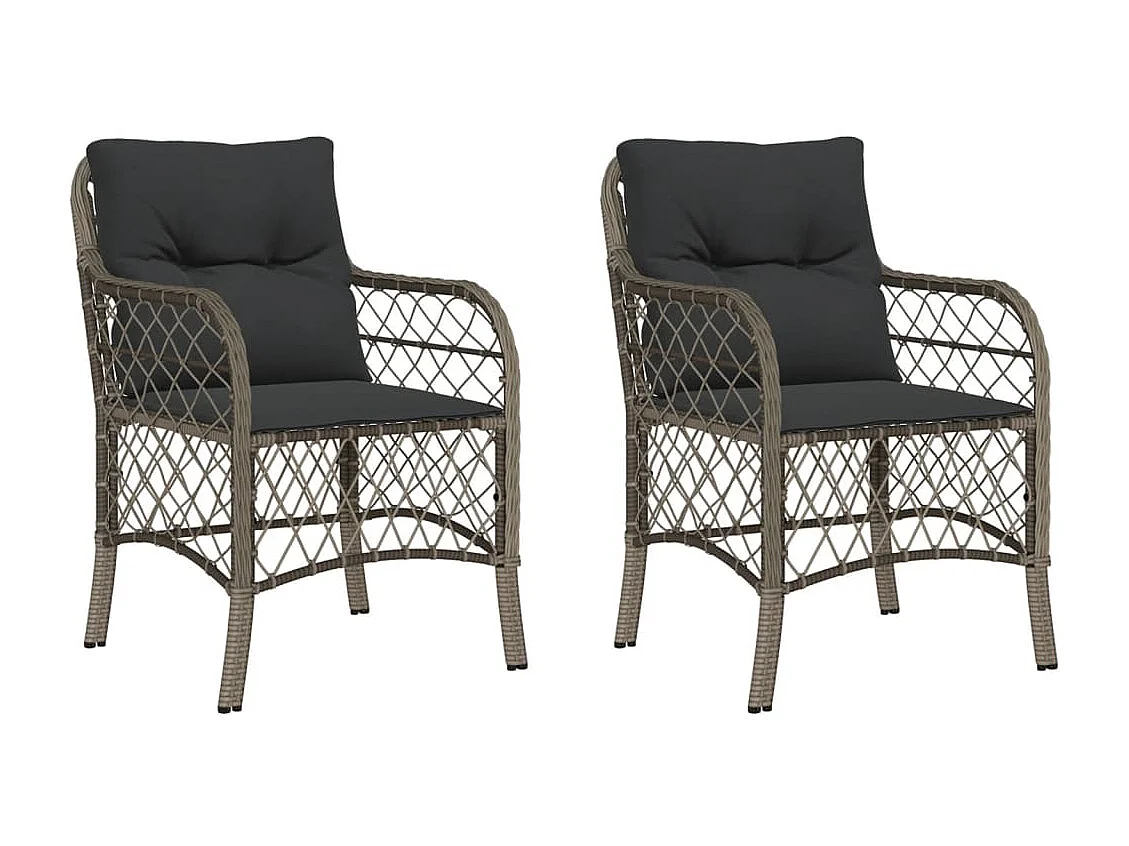 Chaises de jardin avec coussins lot de 2 gris résine tressée REO81578