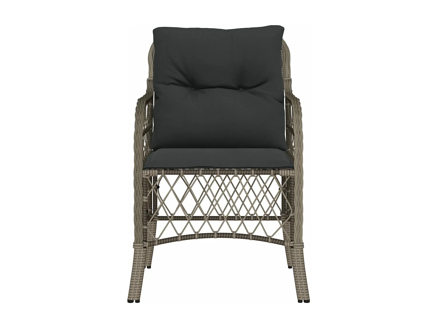 Chaises de jardin avec coussins lot de 2 gris résine tressée REO81578