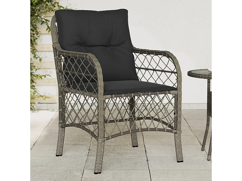 Chaises de jardin avec coussins lot de 2 gris résine tressée REO81578