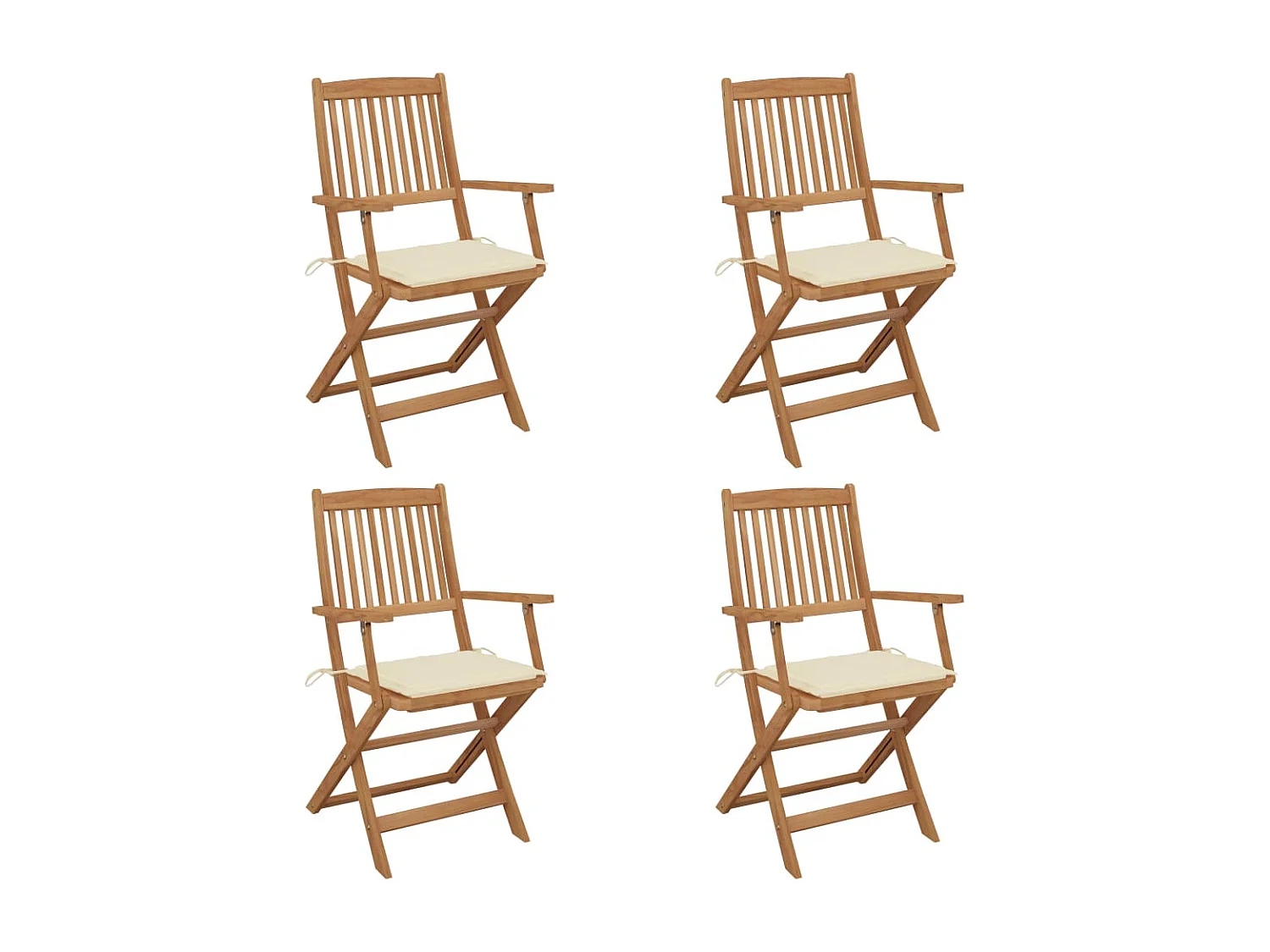 Chaises pliables de jardin 4 pcs avec coussins Bois d'acacia REO55476