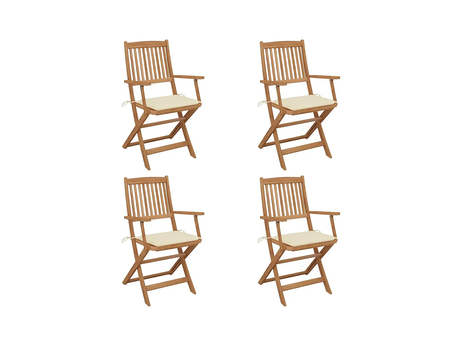 Chaises pliables de jardin 4 pcs avec coussins Bois d'acacia REO55476