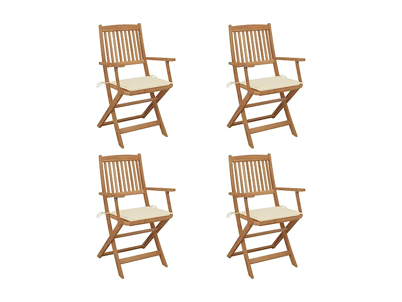 Chaises pliables de jardin 4 pcs avec coussins Bois d'acacia REO55476