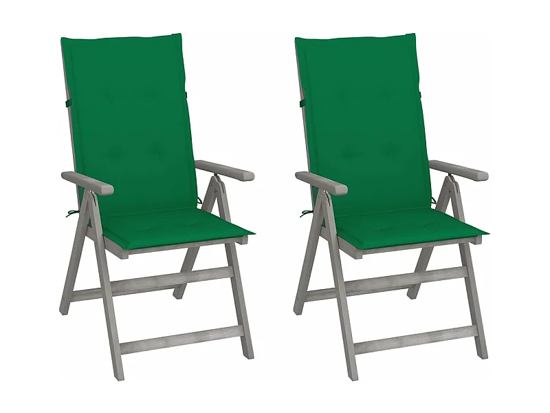Chaises inclinables de jardin 2 pcs avec coussins Bois d'acacia REO70817
